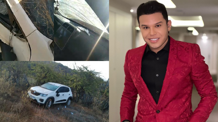 Cantor Tierry sofre acidente de carro e capota veículo na Bahia. (Foto: Instagram)