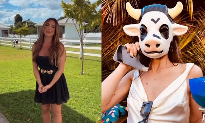 A atriz, então, reagiu à publicação de Nicole: “A CAMILA QUEIROZ”, escreveu ela no Instagram acompanhado por um emoji de vaca e um de coração. (Foto: Instagram)