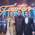 ‘Faustão na Band’ é apresentado por Faustão, Guilherme Silva e Anne Lottermann. (Foto: Divulgação)