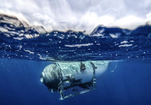 Um submarino turístico utilizado para visitas aos destroços do Titanic desapareceu na última segunda-feira (19), gerando mistério e preocupação. (Foto: Divulgação | OceanGate)