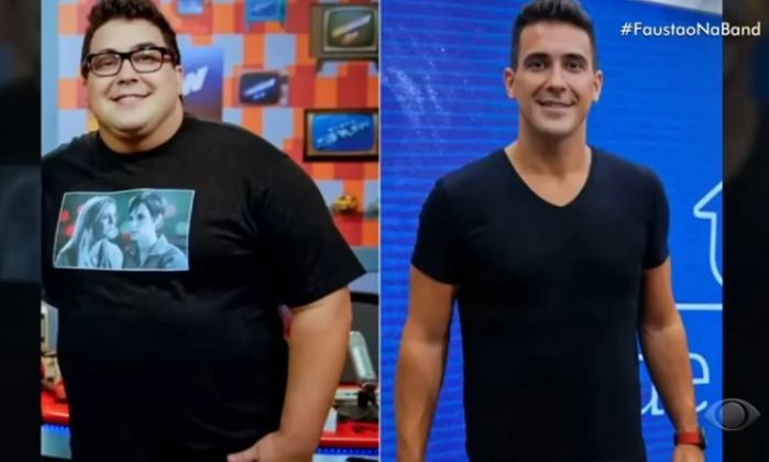 O antes e depois do apresentador André Marques. (Foto: Divulgação)