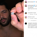 O cantor publicou um clique do novo diamante na quarta-feira, 12. (Foto: Instagram)