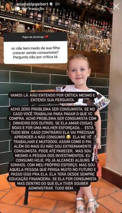 Ana Paula Siebert, esposa de Roberto Justus, abriu o jogo sobre como enxerga a possibilidade da filha, Vicky, de 3 anos, se tornar consumista quando crescer. (Foto: Instagram)