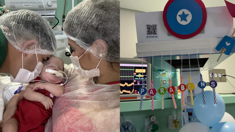 Zé Vaqueiro e Ingra comemoram cinco meses de filho com festa no hospital. (Foto: Instagram)
