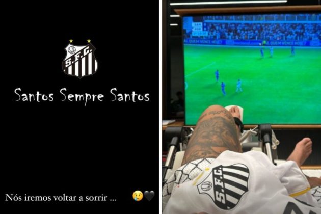 "Nós iremos voltar a sorrir", acompanhada de um emoji de choro e a frase: "Santos sempre Santos". (Foto Instagram)