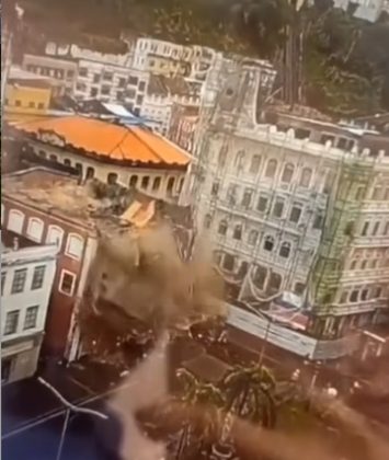 Enquanto o acesso ao local está interditado, a opção de tráfego, segundo a Superintendência de Trânsito do Salvador (Transalvador), é seguir pela contramão, na Rua Alvares Cabral. (Foto: reprodução vídeo Instagram)