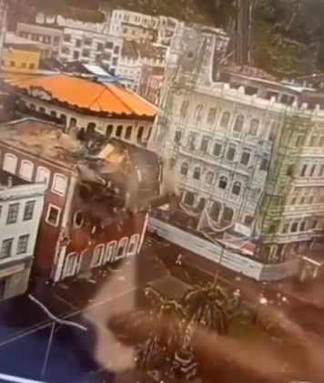 O imóvel desabou um dia após ser interditado pela Defesa Civil da capital baiana (Codesal). (Foto: reprodução vídeo Instagram)