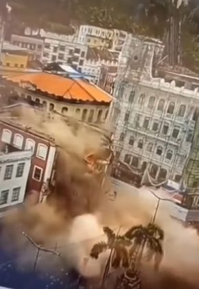 A interdição ocorreria até que o risco fosse sanado com a realização de serviços de recuperação e reforço estrutural das partes instáveis do imóvel, principalmente nos três últimos pavimentos superiores. (Foto: reprodução vídeo Instagram)