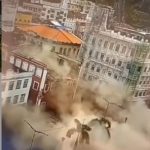 Por conta do risco de desabamento, parte da Praça Conde dos Arcos, localizada na Rua da Holanda, também foi isolada na quarta-feira. (Foto: reprodução vídeo Instagram)