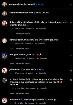 Anderson foi internado novamente após breve alta. (Foto: Instagram)
