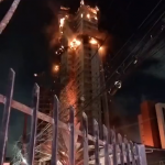 Incêndio atinge prédio em construção no Recife. (Foto: Instagram)