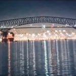 A ponte de 2,5 quilômetros e 4 pistas se estende sobre o rio Patapsco. (Foto: reprodução video Instagram)