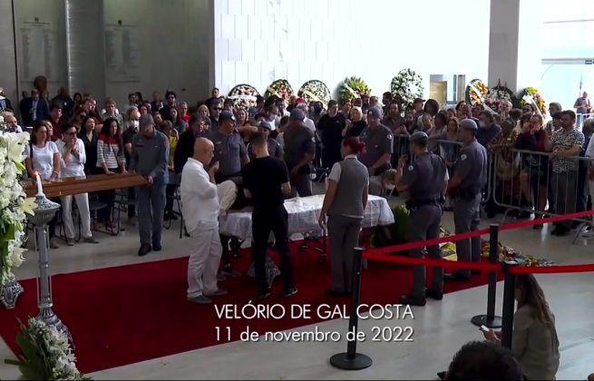 Imagens do Velório de Gal Costa em novembro de 2022. (Fonte: Tv Globo)