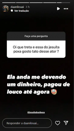 Enquanto Danilo dormia, Jesuita teria saído sem efetuar o pagamento combinado. (Foto: Instagram)