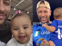 Neymar leva Mavie ao estádio e participa de festa do título do Al-Hilal (Foto: Instagram)