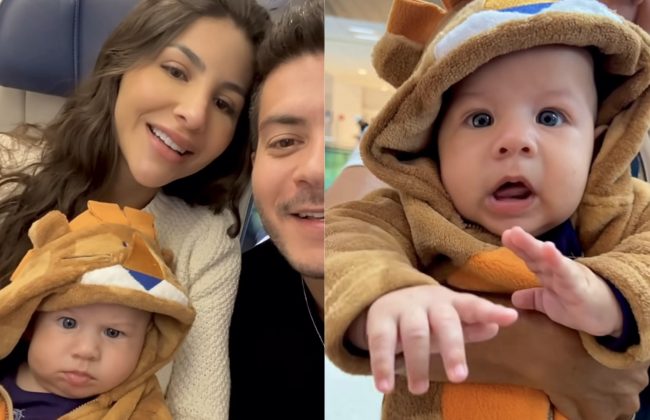 Arthur Aguiar encanta ao exibir filho vestido de leãozinho: “Explosão de fofurômetro”. (Foto: Instagram)
