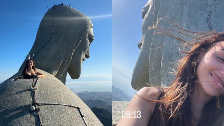 Rafa Kalimann se emociona ao subir na cabeça do Cristo Redentor: "Não sei fingir costume" (Foto: Instagram)