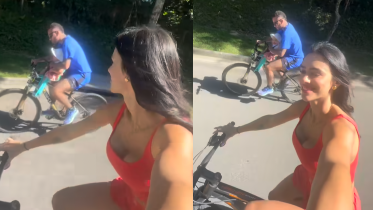 Neymar mostra primeiro passeio de bicicleta de Mavie: "Capotou" (Foto: Instagram)