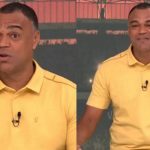 Denilson chora morte de sobrinha ao vivo na TV: "Por causa dela". (Foto: Band)