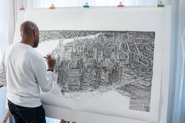 Impressionante! Artista autista desenha cidades inteiras de memória