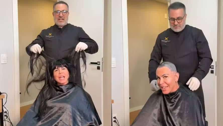 Gretchen raspa a cabeça ao vivo antes de transplante capilar e explica decisão (Foto: Instagram)