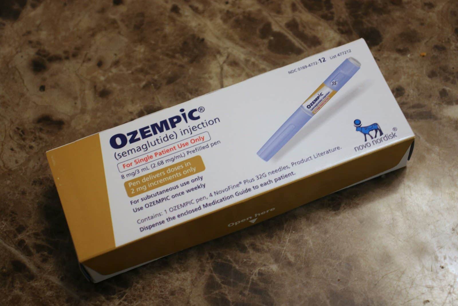 Ozempic medication box, with pen injection
