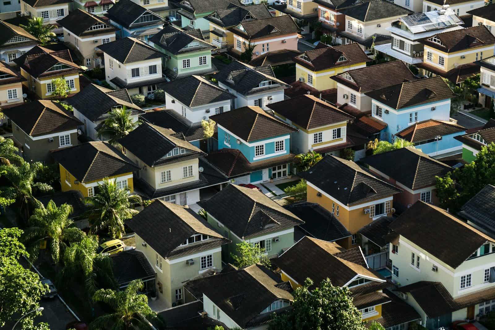 aerial view of suburban neighborhood houses